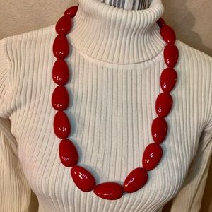 NEW Red Chunky Beaded Necklace from QVC Valentines Day Necklace Lg Beads Retro